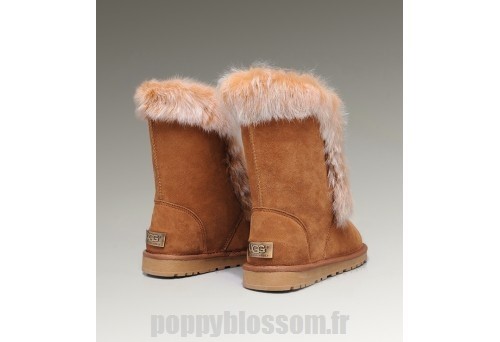 Bottes Ugg-200 court en fourrure de renard de chataigne